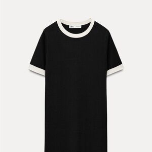 Zara Navy and Ecru Knit Dress